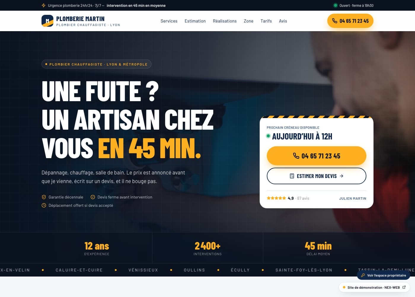 Aperçu du site Plomberie Martin